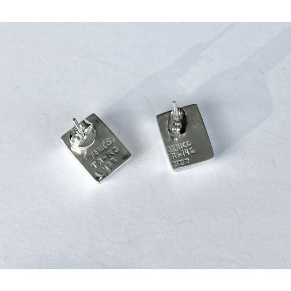 1960s Taxco TA-142 925 Silver & Black Onyx Baguette Rectangle Post Stud Earrings - Picture 7 of 8